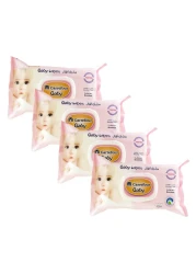 كارفور مناديل مبللة للأطفال بالألوفيرا 80 منديل حزمة من 4 - أبيض