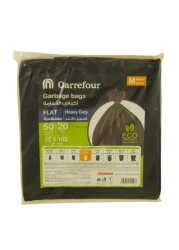 كارفور 50 غالون أكياس قمامة مسطحة عالية التحمل، حجم متوسط 20 كيس قمامة - أسود