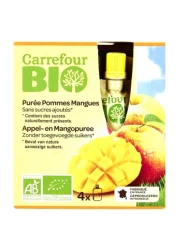 Carrefour Bio Organic Apple And Mango Compote 90g Pack of 4