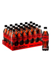Coca-Cola Zero Calories Carbonated Soft Drink Pet 500ml Pack of 24