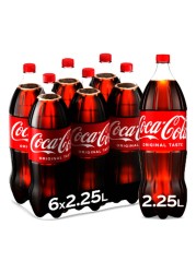 Coca-Cola Original Taste Carbonated Soft Drink Pet 2.25L Pack of 6