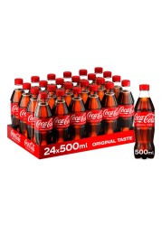 Coca-Cola Original Taste Carbonated Soft Drink Pet 500ml Pack of 24