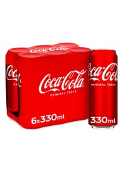 Coca-Cola Original Taste Carbonated Soft Drink Can 330ml Pack of 6