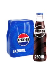 Pepsi Cola Berevage Glass Bottle 250ml Pack of 6