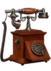 Sprintee Vintage Retro Antique Landline Phone with Wooden Base Drawer, Vintage Telephone European Style Old Fashioned Wired Telephone For Home Office Cafe Restaurant Decoration