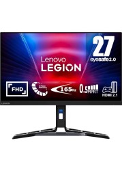 Lenovo Legion R27i-30 Gaming Flat Monitor, 27&quot; FHD IPS Display, Up to 180Hz Refresh Rate, 0.5ms (MPRT) Response Time, AMD FreeSync Premium &amp; Adaptive Sync Compatible, Black 67B5GAC1AE