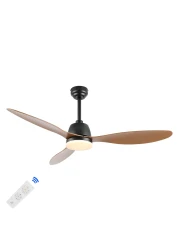 JONATHAN Y JYL9714D Audie 52&quot; 1-Light Mobile-App/Remote-Controlled, 6-Speed Propeller Integrated LED Ceiling Fan, Coastal, Contemporary, Minimalist for Bedroom, Living Room, Office, Light Brown Wood