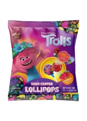 Mioo DreamWorks Trolls Sour Center Lollipops Raspberry 168g