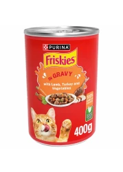 بورينا فريسكيز طعام قطط رطب لحم الضأن والديك الرومي والخضروات في مرق 400 غرام