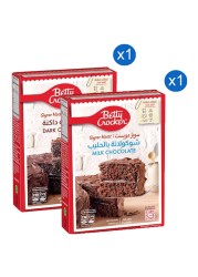 بيتي كروكر سوبر مويست خليط كعك الشوكولاته الداكنة و سوبر مويست خليط كعك الشوكولاته الحليب 510 غرام حزمة من 2