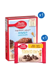بيتي كروكر خليط فدج براوني الشوكولاته 561 غرام + بيتي كروكر رقائق شوكولاته شبه حلوة 200 غرام