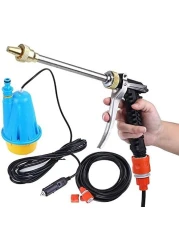 مضخة غسيل محمولة عالية الضغط بقوة 12 فولت 80 وات، آلة تنظيف السيارات والحدائق، مضخة غسيل مدمجة للسيارات والدراجات والأثاث الخارجي والبستنة
