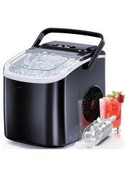 Portable Ice Maker for Countertop, 9 Ice Cubes in 6 Mins, 26lbs Ice/24H, Self-Cleaning, with Ice Spoon &amp; Basket, Ideal for Home, Kitchen, Office, Camping