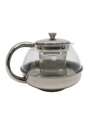 Tea And Coffee Pot With Lid And Stand Clear And Silver 600ml