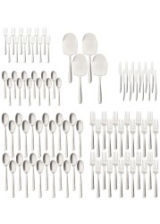 LIFE SMILE Cutlery Set, 18/10 Pure Stainless Steel Flatware Set with Stand, Rust Proof &amp; Fade Proof Dinnerware Set (MATTE SILVER, 88 Pieces)