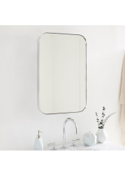 EGHOME 22x30&#39;&#39; Brushed Nickel Rounded Rectangle Bathroom Vanity Wall Mirror Stainless Steel Metal Framed Rectangular Bathroom Mirror, Vertical and Horizontal Hanging