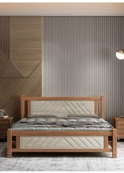 Galaxy Design Comfortable Wooden Bed Strong And Sturdy Modern Design Bed Frame (Queen 150 x 190cm, Oak &amp; White)
