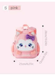 1pc Girls Cute Cartoon Cat Shaped Small Size Diving Material Anti Lost Zipper Closure Backpack For Kindergarten Daily Use