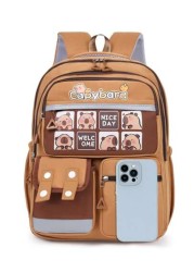 1 Cute Giant Kapibara Pattern Contrast Color Backpack Suitable For Teenagers Large Capacity Lively Student Bag With Multiple Pockets Fashion School Bag Handbag Personalized Lightweight School Backpack
