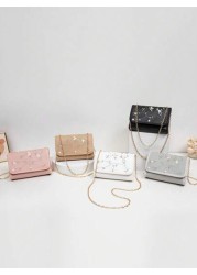1pc Embroidered Crossbody Bag For Girls Floral Embroidery Shoulder Bag Coin Purse Chain Minimalist Crossbody Bag Suitable For Daily Use Gatherings Gift Giving An Ideal Gift Choice