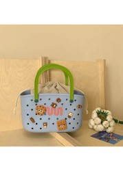 1pc New Fashion Silicone Perforated Tote Bag Casual Shopping Basket Handbag