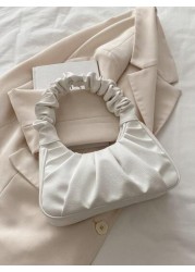 1pc Handbag Pu Magnetic New Style Pure Color Simple Ruffles Sweet Style Niche Design Fashion A Variety Of Colors Available Sufficient Capacity And Comfortable Touch Can Hold Mobile Phones Cosmetics An