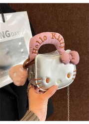 Sanrio 1 حقيبة صغيرة عبر الجسم من ساتريو بتصميم كرتوني لطيف للقطط، حقيبة يد أنيقة عالية الجودة للفتيات