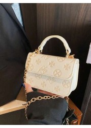قطعة واحدة من حقيبة اليد الأنيقة والبسيطة المطبوعة بطباعة جميلة، حقيبة يد صغيرة مربعة متعددة الاستخدامات مزخ