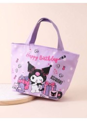 Sanrio 1 حقيبة غداء عازلة للحرارة بشكل فتاة كرتونية كيوت من ساريو، حقيبة صندوق بنتو كبيرة السعة لطالب كورومي وباش