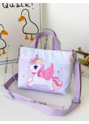 حقيبة كروسبودي لطيفة مطبوع عليها وحيد القرن للأطفال مناسبة لاستخدام اليومي