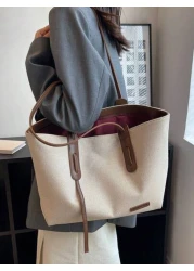 Large Capacity Foldable Shoulder Strap Tote Bag Suitable For Women Shopping Work Commute Outing Business Events Gift For Mom New In Fall Winter Larrge Capacity Shoulder Tote Bag