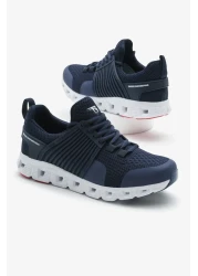 Tonny Black Unisex Navy Blue Design Thermo Sole Stripe Breathable Fabric Lace-Up Sports Shoes