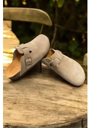 Land of Cork Unisex Suede Snap Closed Slippers - Anatomical Natural Cork Sole, Comfort