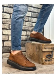 BOA Ba0548 - Tan Black Sports Men's Shoes with High Sole and Laces