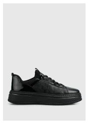 Provoq Black Leather Men's Sneakers
