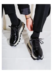 Tetri Venom Model Real Leather Handmade Men's Black Special Sole Sneaker Shoes - Men's Sports Shoes