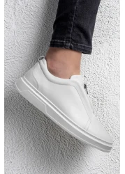 Ducavelli Ventu Men's Genuine Leather Sneaker, Zipper Sneaker, Genuine Leather Sneaker, Men's Sneaker