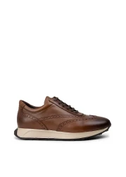Deery Men's Sneakers - Genuine Leather, Tan Color
