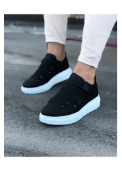 BZ Moda B033 BT حذاء رياضي رجالي بإبزيم بدون رباط ونعل أسود
