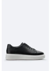Avva Men's Black 100% Leather Flexible Sole Casual Shoes B008000