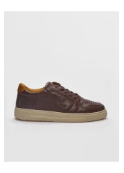 Cabani Genuine Leather Brown Lace-Up Men's Sports Shoes