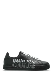 Versace Men's Stylish Black Shoes Patch Leather 78Ya3Skczpb03 Heel Medium Thick Round Toe