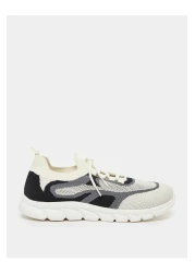 Styli Colorblock Textured Breathable Lace Up Sneakers
