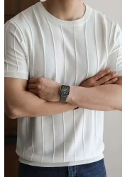 COOL TARZ Vibrant White Men's Round Neck Knitted T-Shirt