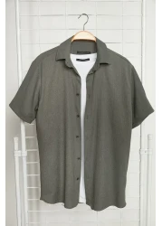 Trendyol Collection Khaki Color Textured Wrap Summer Shirt - Short Sleeve, Regular Fit Tmnss23Go00055