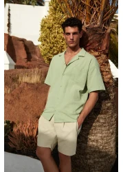 Trendyol Collection Green Oversize Fit Summer Cotton Shirt Tmnss23Go00080
