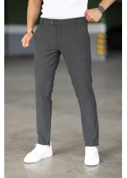 Bürke Men's Anthracite Lycra Flexible Ankle Length Fabric Trousers