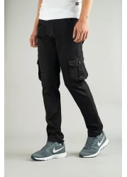 bombe Men's Black Trousers Cargo Silim Fit