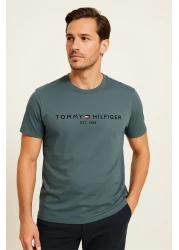 Tomy Crew Neck Embroidered T-Shirt Petrol Green Tommy