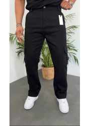 ElitWear بنطال رجالي فضفاض بقصة مريحة مع جيوب بنمط كارغو وحزام خصر